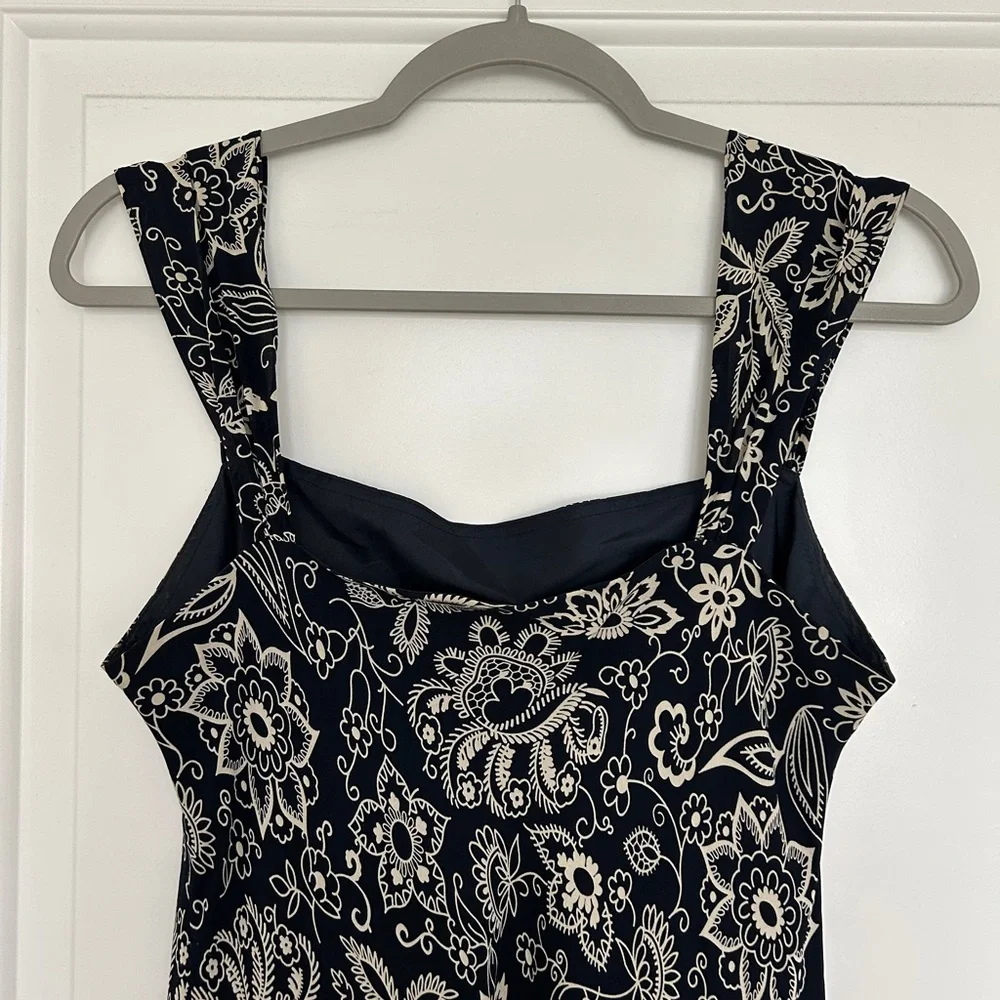 Lauren Ralph Lauren Navy Floral Paisley 100% Silk Midi Dress - Picture 5 of 5